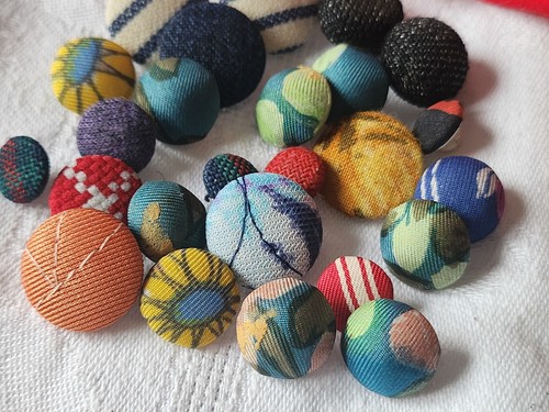 Lot boutons anciens tissu - ,